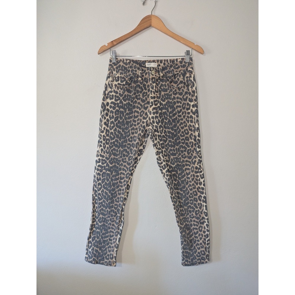 6/28 Oat New York Animal Print Straight Leg Jeans